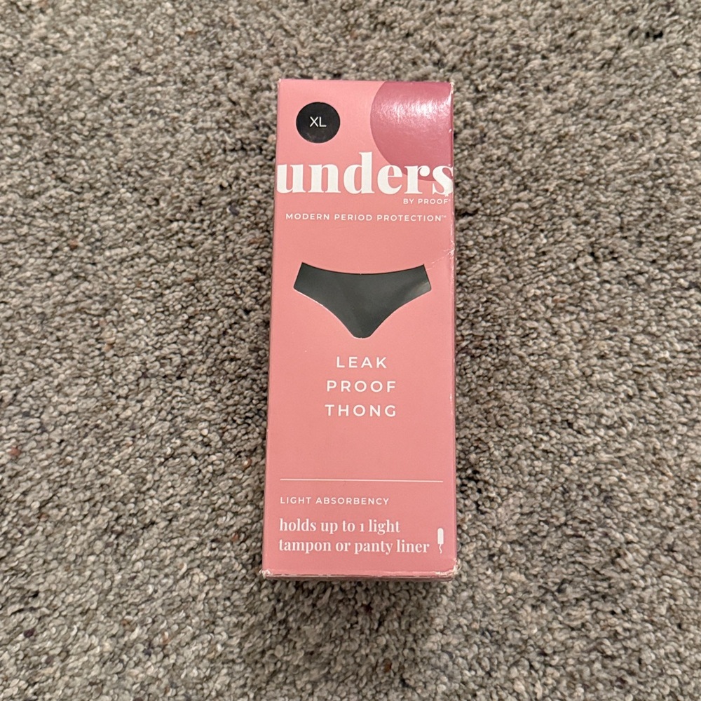 Unders By Proof Black XL Leak Proof Thong Light Absorbency period Underwear NEW